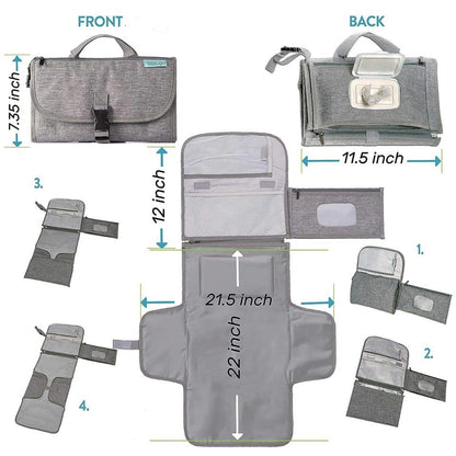 MamaLoom™ Portable Baby Changing Pad – Waterproof, Foldable, with Wipes Pocket