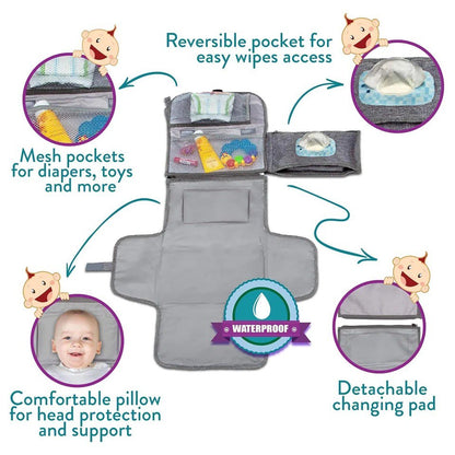 MamaLoom™ Portable Baby Changing Pad – Waterproof, Foldable, with Wipes Pocket